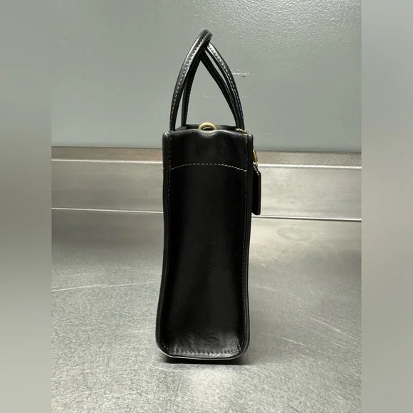EUC Coach Cashin Mini Tote Crossbody Black Brass - Picture 6 of 14